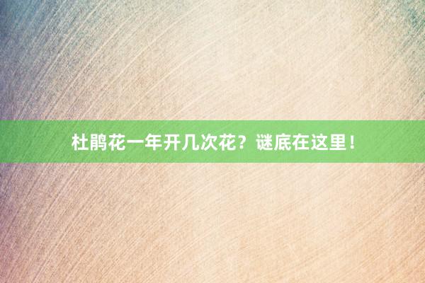 杜鹃花一年开几次花？谜底在这里！